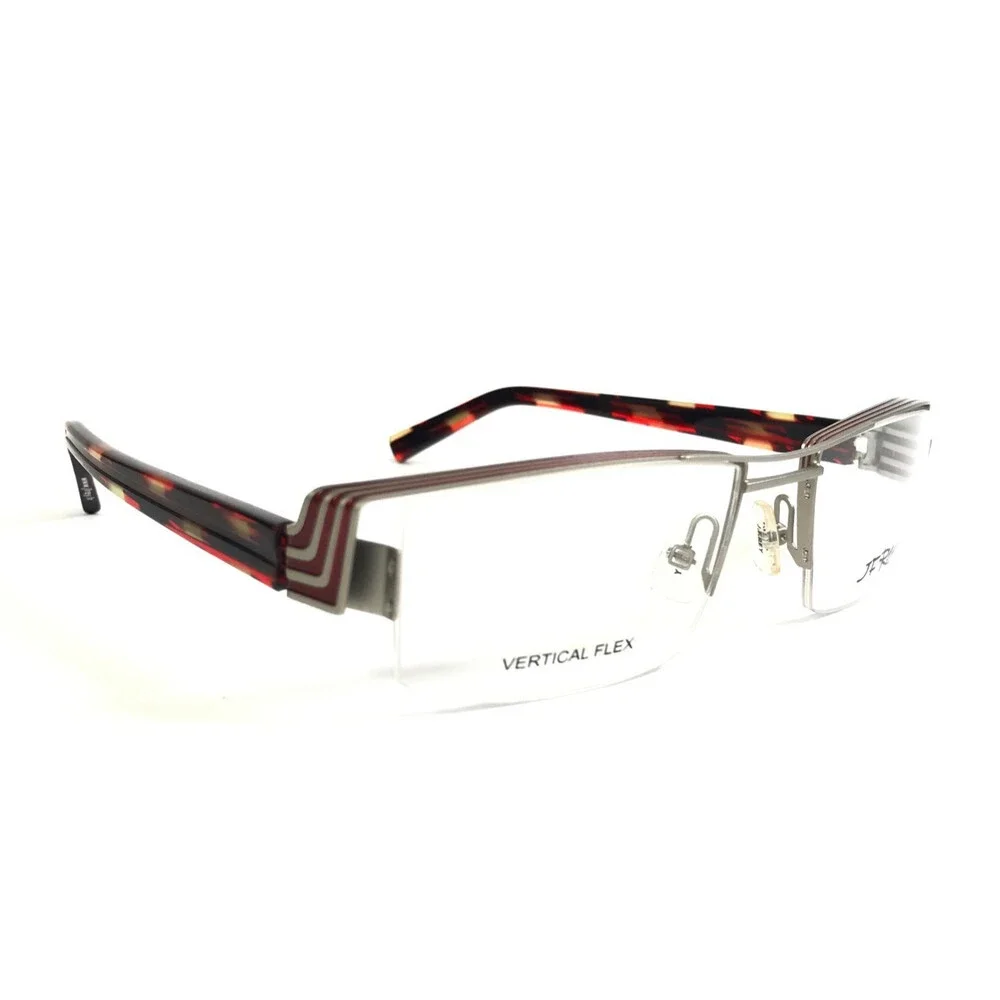 J.F. Rey Eyeglasses Frames JF2421 1035 Silver Burgundy Line 54-18.7-125
